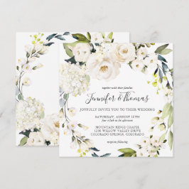Neutral White Watercolor Floral Wreath Wedding Einladung