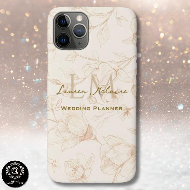 Neutral Wildflower Monogram Business Chic iPhone  Case-Mate iPhone Hülle (Neutral Wildflower Monogram Business Chic iPhone Case-Mate iPhone Case)