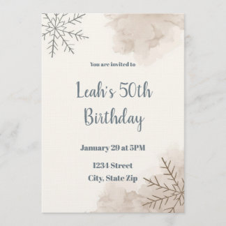 Neutral Winter 50th Birthday Invitation – Minimal Einladung