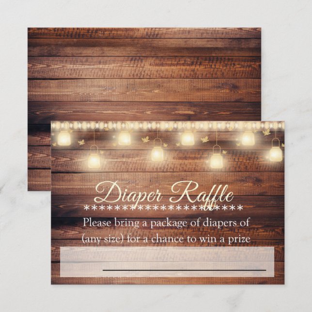 Neutral-Wood-Kinderdusche-Windschutzscheibe Einladung (Vorne/Hinten)