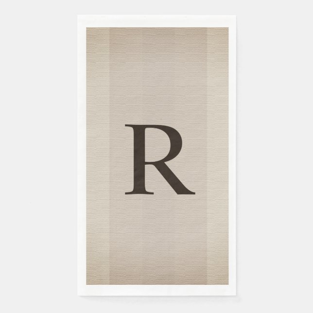 Neutralbraun und Tan texturiert Mit Monogramm Serviette (Vorderseite)