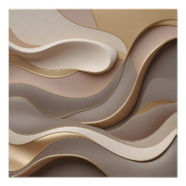 Neutrale Abstrakte Eleganz - Layered 3D Flow in Be Poster