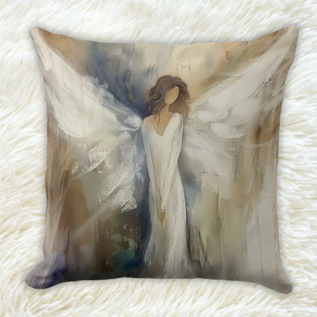 Neutrale Abstrakte Engelfarben Kissen (Abstract Angel Throw Pillow in Neutral Colors Appropriate for all ages)