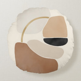Neutrale Abstrakte Formen | Minimale moderne Kunst Rundes Kissen