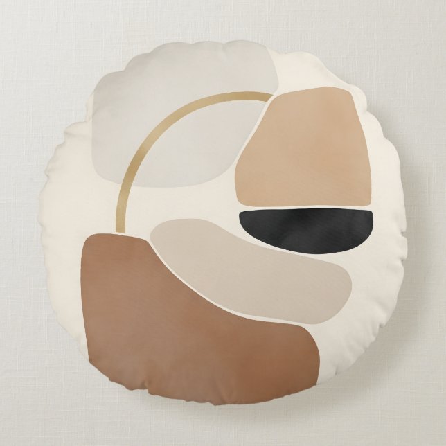 Neutrale Abstrakte Formen | Minimale moderne Kunst Rundes Kissen (Vorderseite)
