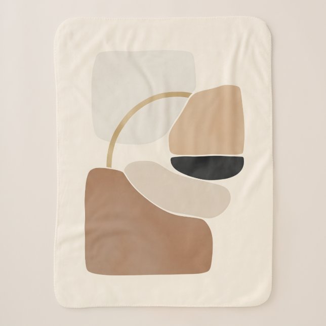 Neutrale Abstrakte Formen | Minimale moderne Kunst Sherpadecke (Vorderseite)