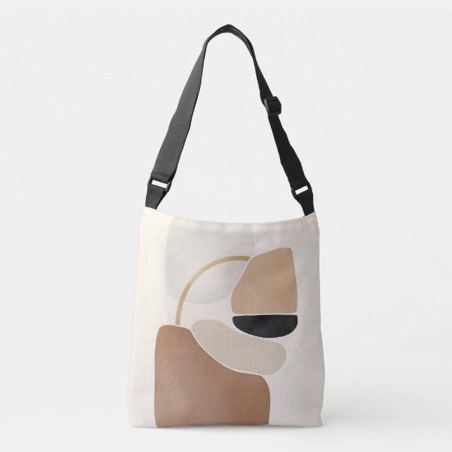 Neutrale Abstrakte Formen | Minimale moderne Kunst Tragetaschen Mit Langen Trägern (Vorderseite)