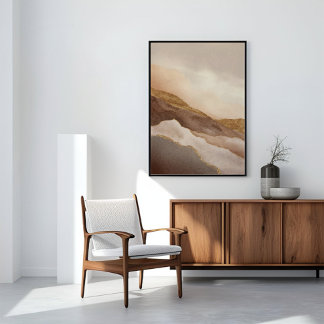 Neutrale Abstrakte Goldene Landschaftskunst Leinwanddruck