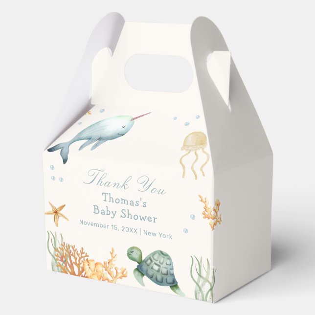 Neutrale Ahoy unter der Whale Babydusche Geschenkschachtel (Vorderseite)