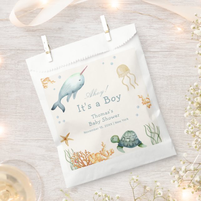 Neutrale Ahoy unter der Whale Babydusche Geschenktütchen (Ausgeschnitten)