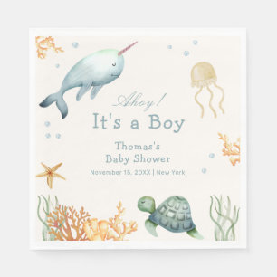 Neutrale Ahoy unter der Whale Babydusche Serviette