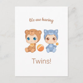 Neutrale Ankündigung von Baby Twins Gender Postkarte