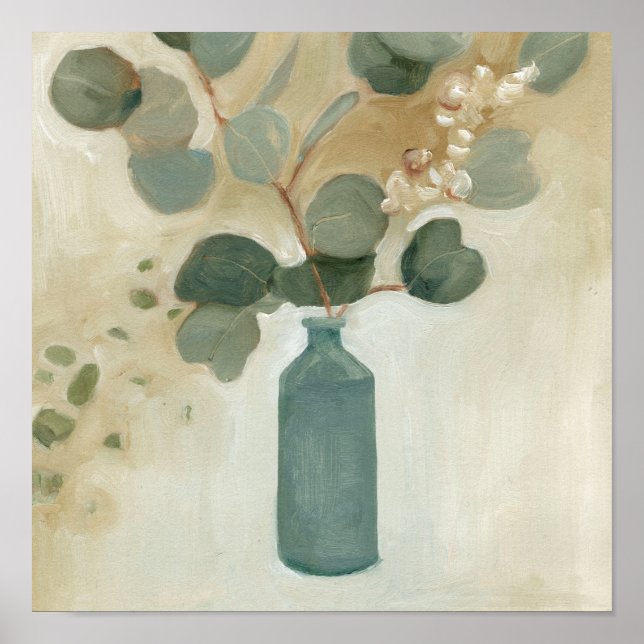 Neutrale Anordnung - Grünflächen in Vase Poster (Vorne)