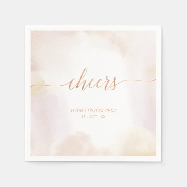 Neutrale Aquarellfarben Rose Gold Cheers Party Nap Serviette (Vorderseite)