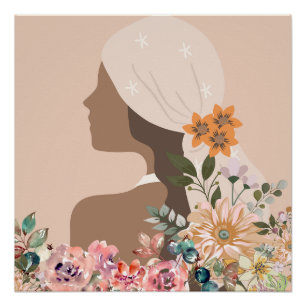 Neutrale Ästhetik Frau Botanisch Poster