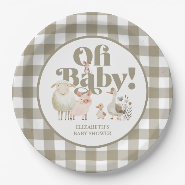 Neutrale Baby-Baby-Baby-Babydusche für niedliche G Pappteller (Vorderseite)