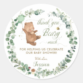 Neutrale Baby Bear Greenery Gender Vielen Dank für Runder Aufkleber