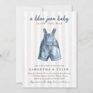 Neutrale Baby-Einladung 'Blue Jean Baby On The Way Einladung