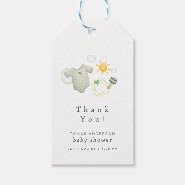 Neutrale Baby-Kleidung für Geschlechter Danke Geschenkanhänger (Vorderseite)
