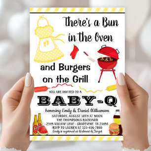 Neutrale Baby-Q GRILLEN Baby Shower Einladung