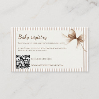Neutrale Baby-Registrierungskarte mit beigem Bogen Visitenkarte