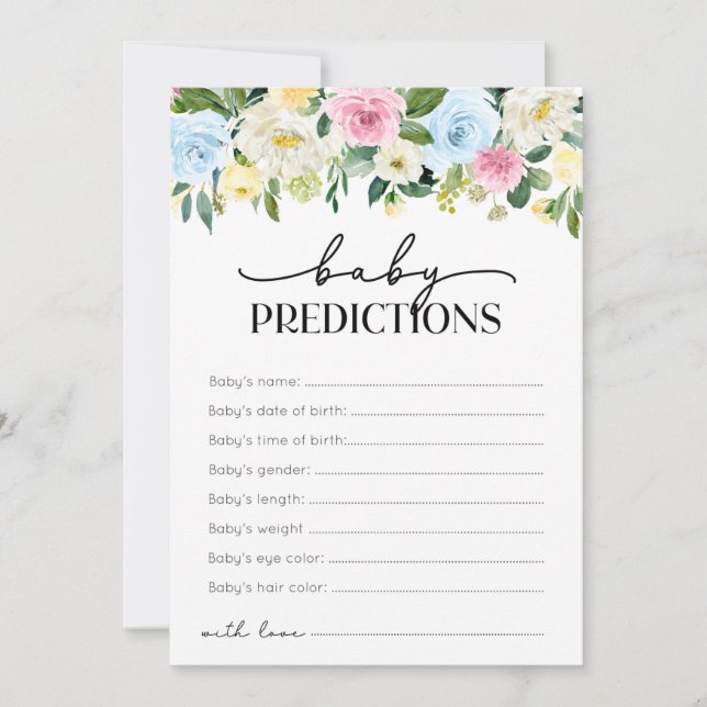 Neutrale Baby Shower Baby Predictions Cards Einladung (Vorderseite)