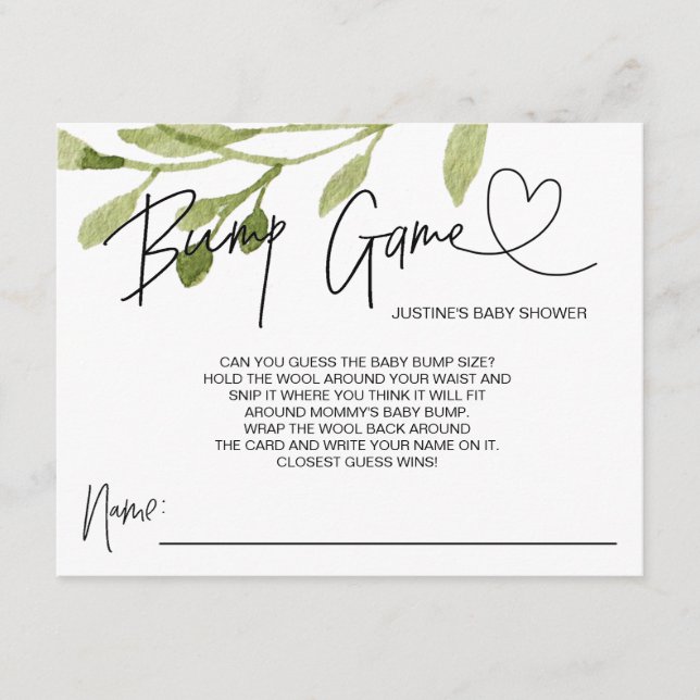 Neutrale Baby Shower Game Bump Guess Cards Begleitkarte (Vorderseite)