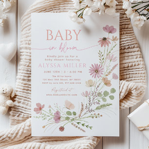 Neutrale Baby-Wildblumen-Blüten-Babyshower Einladung