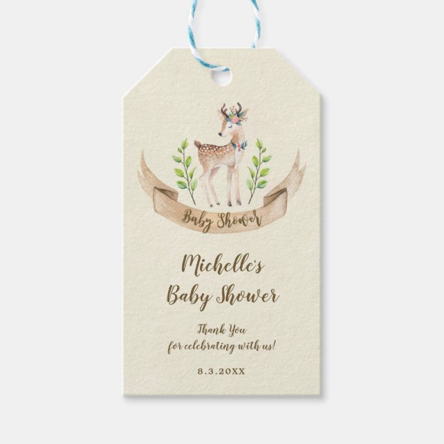 neutrale Babyduschanhänger bevorzugen Hirsch Geschenkanhänger (Vorderseite)