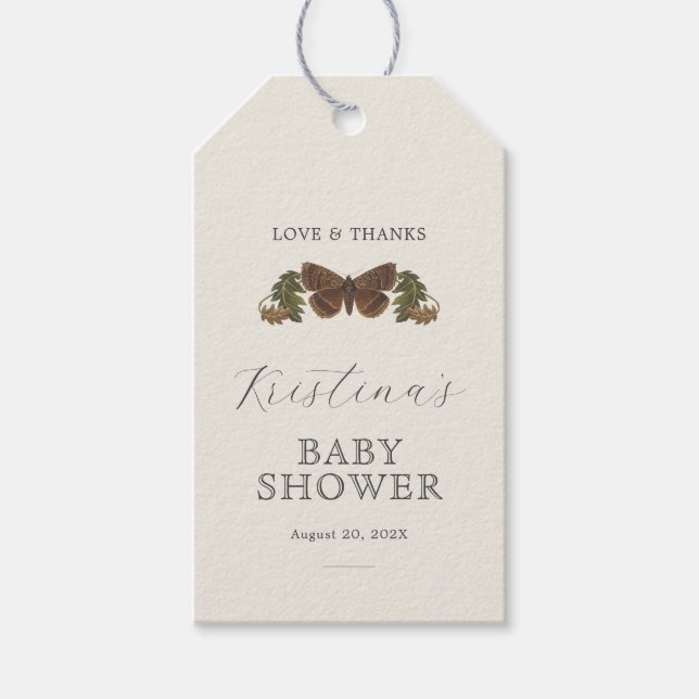 Neutrale Babydusche aus Holz Geschenkanhänger (Vorderseite)
