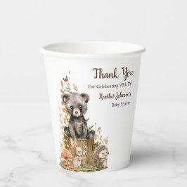 Neutrale Babydusche aus rustikalem Wald Pappbecher