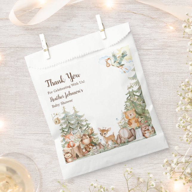 Neutrale Babydusche aus Wäldern Geschenktütchen (Ausgeschnitten)