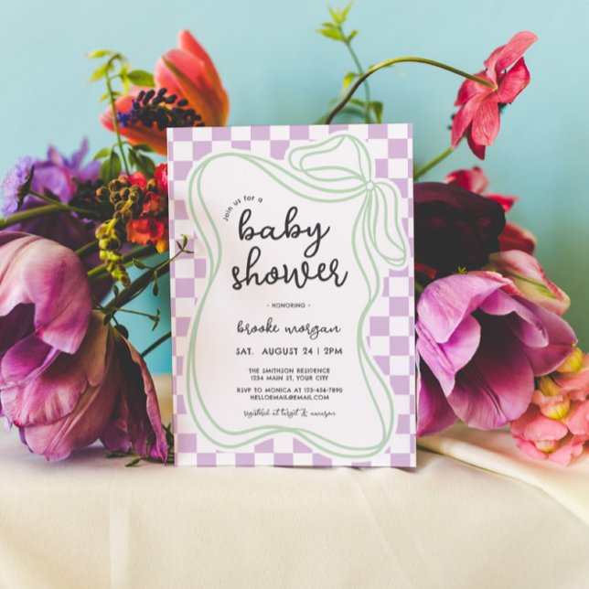 Neutrale Babydusche für das weibliche Geschlecht Einladung (Whimsical Bow Preppy Gender Neutral Baby Shower Invite)