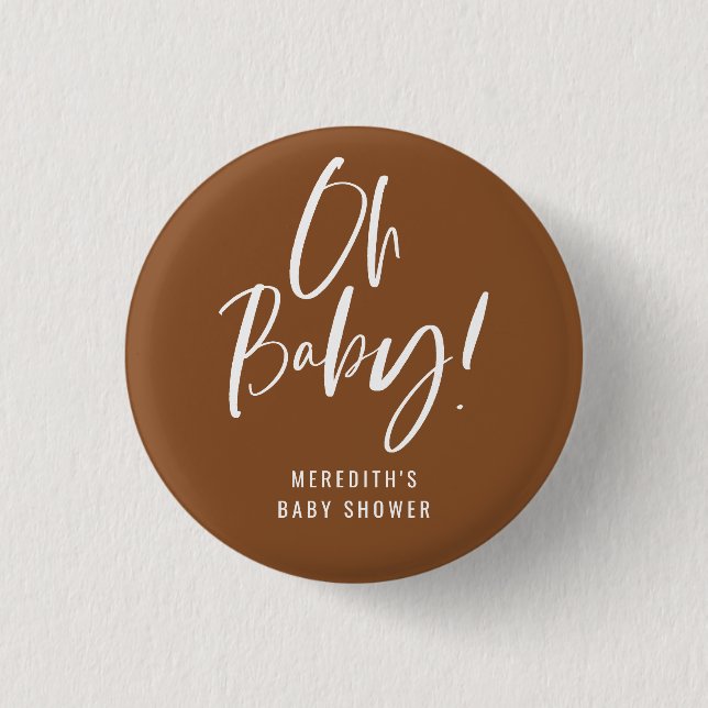 Neutrale Babydusche für einfache Kalligraphie Button (Vorderseite)