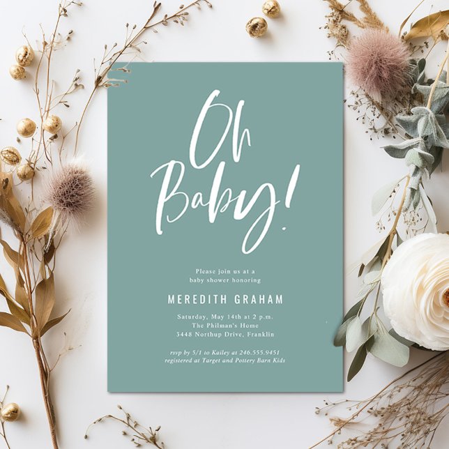 Neutrale Babydusche für einfache Kalligraphie Einladung (Von Creator hochgeladen)