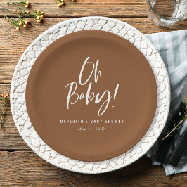 Neutrale Babydusche für einfache Kalligraphie Pappteller