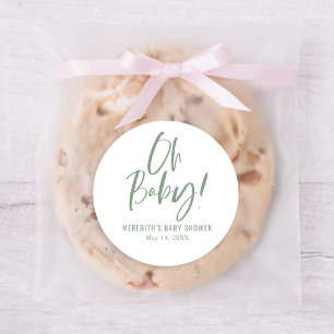 Neutrale Babydusche für einfache Kalligraphie Runder Aufkleber