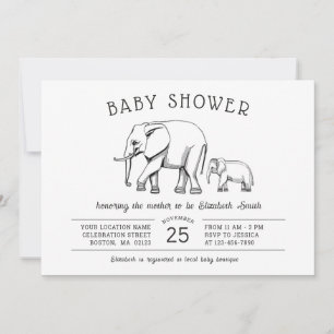Neutrale Babydusche für moderne Elefanten Einladung