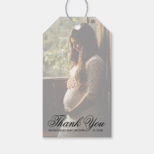 Neutrale Babydusche für moderne Fotos Geschenkanhänger