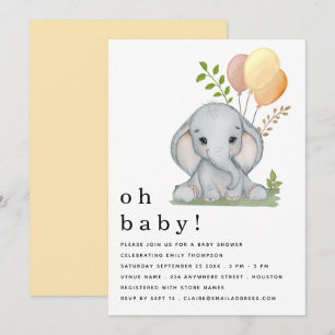 Neutrale Babydusche für niedliche Elefanten Einladung