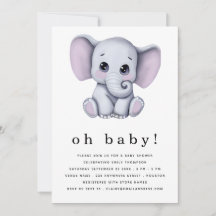 Neutrale Babydusche für niedliche Elefanten