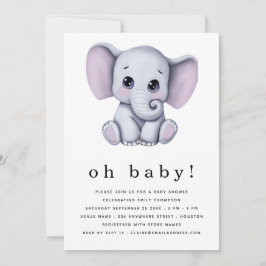 Neutrale Babydusche für niedliche Elefanten Einladung