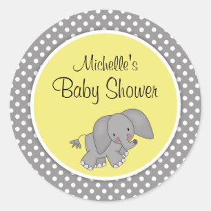 Neutrale Babydusche für niedliche GelbElefanten Runder Aufkleber