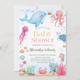 Neutrale Babydusche für Ozeane Einladung