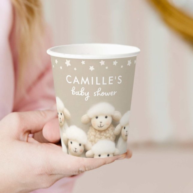 Neutrale Babydusche für Schafe Pappbecher (Little Lamb Baby Shower Paper Cups)