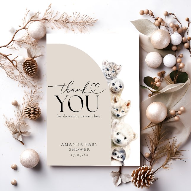 Neutrale Babydusche für Wintertiere Dankeskarte (Von Creator hochgeladen)