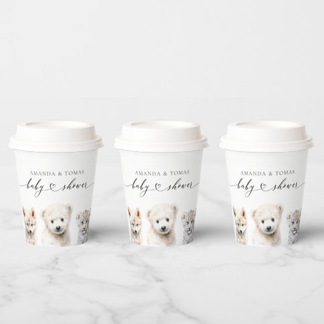 Neutrale Babydusche für Wintertiere Pappbecher (Multi)
