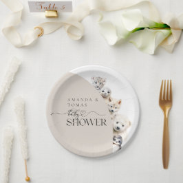 Neutrale Babydusche für Wintertiere Pappteller
