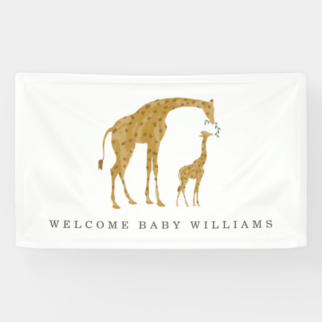 Neutrale Babydusche Giraffe Mutter und Baby Banner (Horizontal)