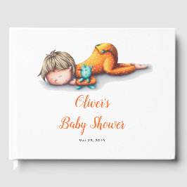 Neutrale Babydusche mit Baby-Schlafen Gästebuch